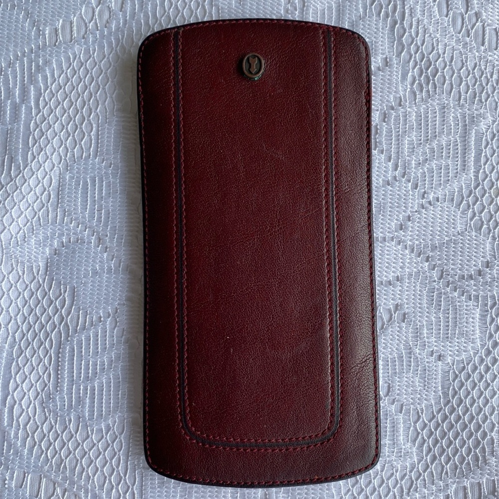 GOLD PFEIL Sport Burgandy Red Leather Glass Case Holder. Vintage 1980s.